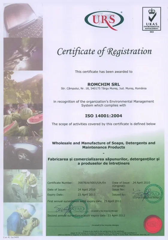 Certificat ISO 14001